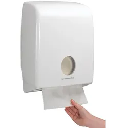 Handtuchspender Kimberly Clark AQUARIUS Standard Weiß C, ZZ Faltung Material: Kunststoff, für max. 400 Blatt