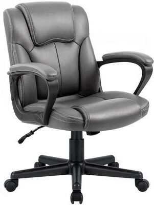 Homall Brown Executive Chair High-Level PU Leather Thick Padded Ergonomic Chair Mid Back Office and Commercial Chair