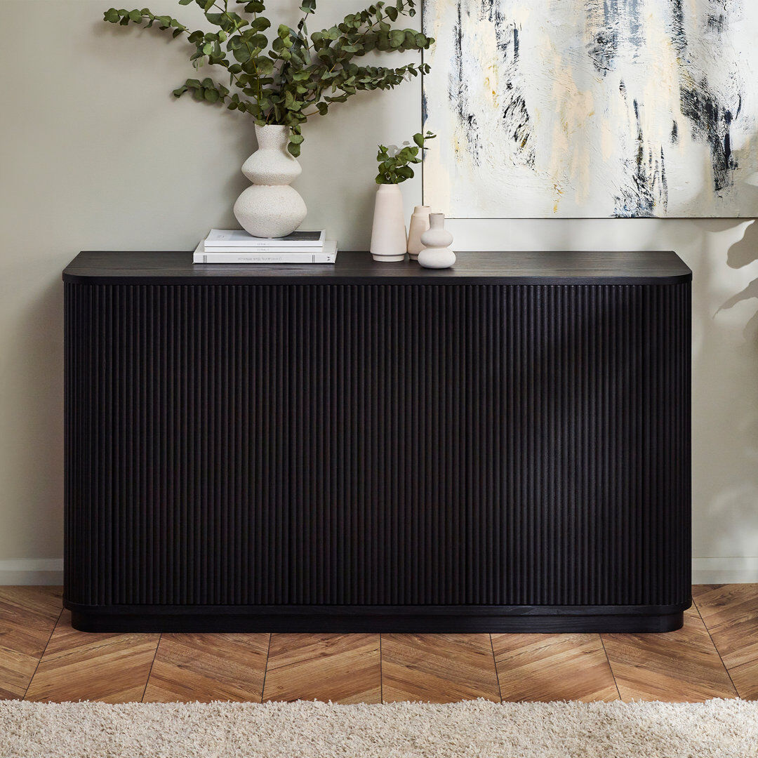 Hykkon Auman 142cm Sideboard Black 80cm H X 142cm W X 40cm D