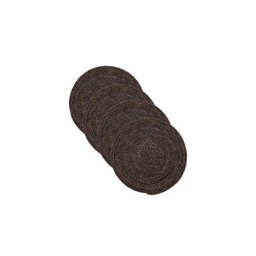 House Doctor placemat Circle set van 4, rond, bruin, jute