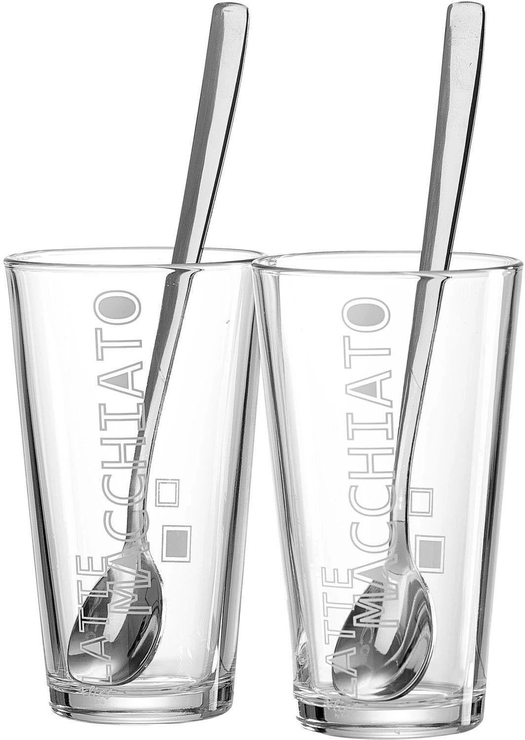 Latte-Macchiato-Glas RITZENHOFF & BREKER "Lena 350 ml, 2 Stück", silber (silberfarben, transparent), 350ml, Edelstahl, Glas, Trinkgefässe, Latte-Macchiato-Glas silberfarben, transparent 350ml