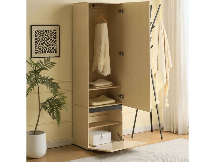 ULEVR Garderobenschrank étroit avec miroir penderie extensible MDF aspect bois 179 5 x 54 x 34 5 cm