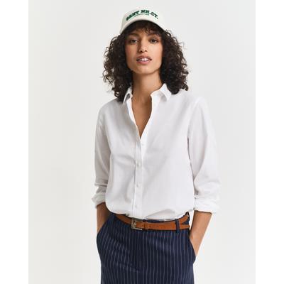 Langarmbluse GANT "REG POPLIN SHIRT", Herren, Gr. 42, weiß, Web, Obermaterial: 100% Baumwolle, regular fit, Blusen