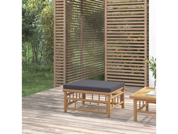 vidaXL Gartenhocker mit Dunkelgrauem Kissen Bambus