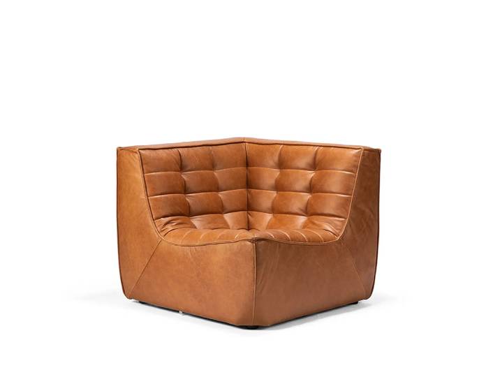 Ethnicraft N701 Eckmodul gerade Läder old saddle
