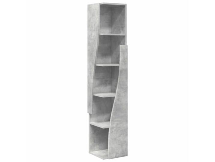 RJPLMFV Eckschrank 27,5 x 27 x 140 cm aus Verbundholz, Betongrau Optimierte Regale, Wandbefestigung inklusive, skandinavischer Stil, einfache Pflege, täglicher Gebrauch