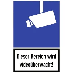 Dieser Bereich wird videoüberwacht!, Kombischild, Alu, 180x270 mm