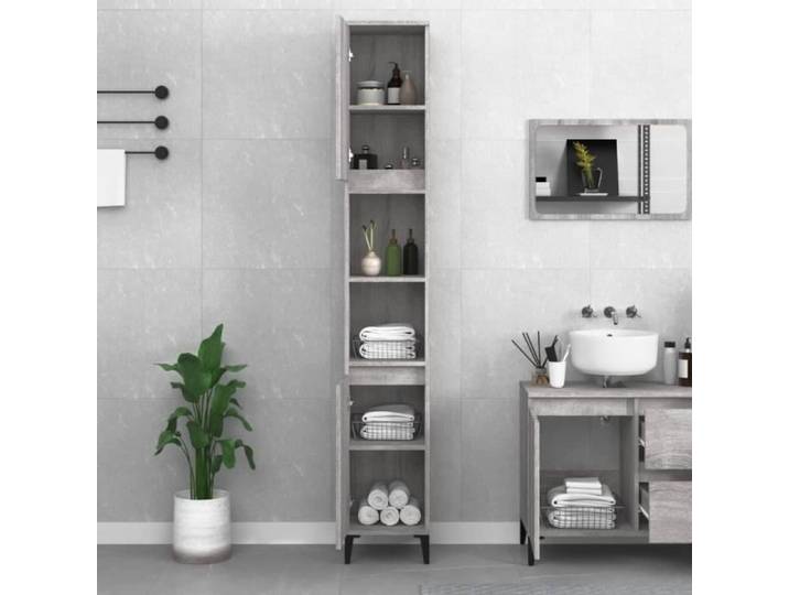 Armoire de bain - CYA - AB819802 - Bois d'ingénierie - Sonoma gris - 30x30x190 cm