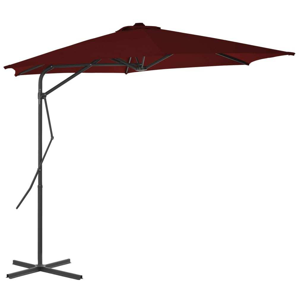 De Living Store parasol met stalen mast, bordeauxrood, B: 300 cm, D: 230 cm