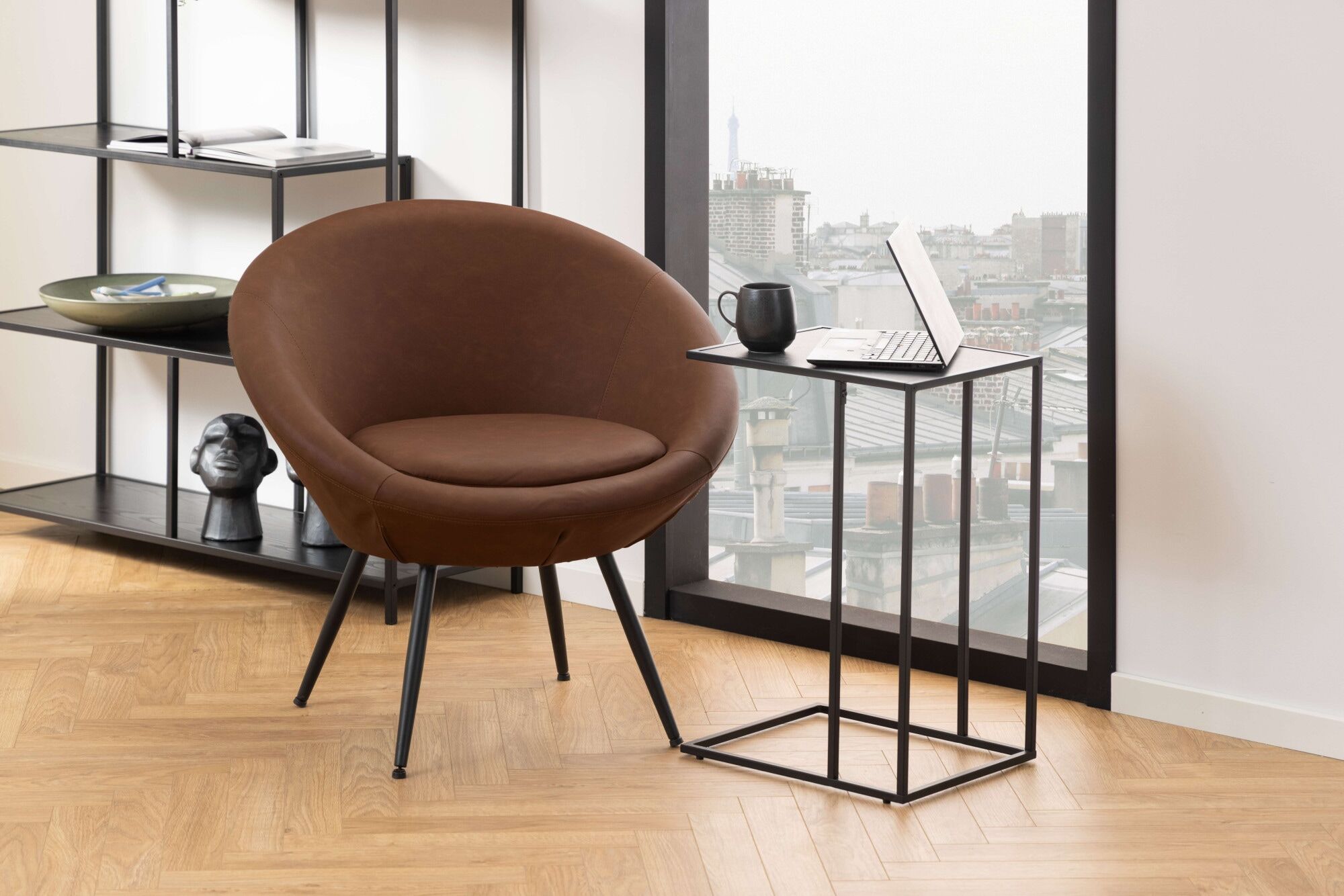 Beistelltisch ACTONA GROUP "Infinity", schwarz (schwarz, schwarz, matt schwarz rau), B:43cm H:63cm T:35cm, Tische, Beistelltisch, Ecktisch, Tischplatte in Marmoroptik, Metallgestell, H: 63 cm schwarz, schwarz, matt schwarz rau B/H/T: 43cm x 63cm x 35cm