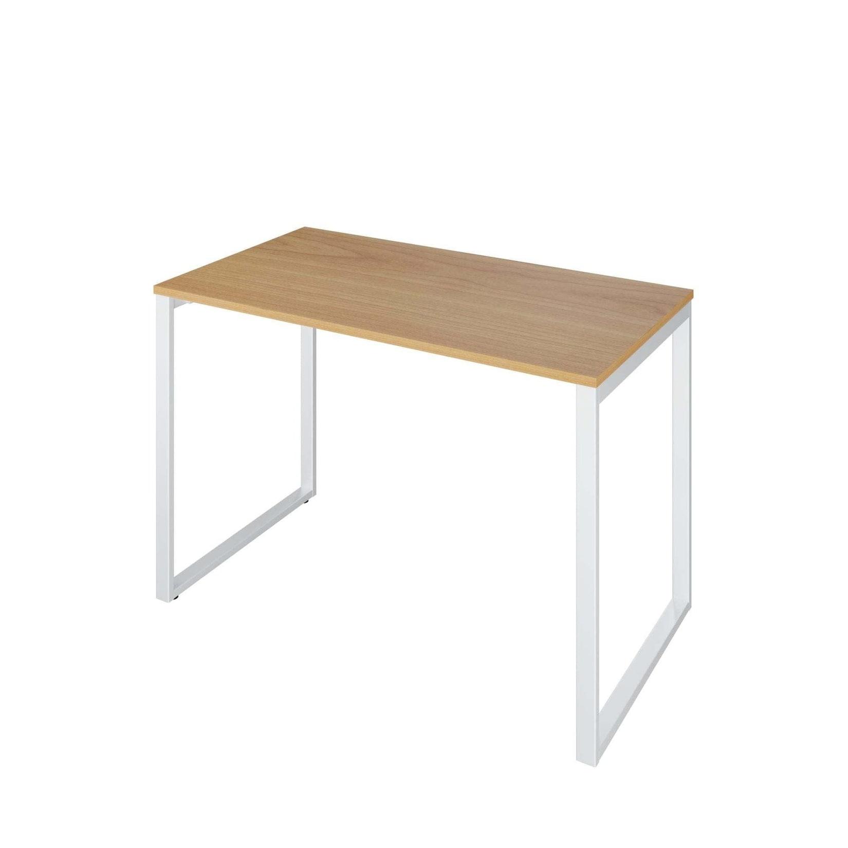 Letti Moderni Schreibtisch Fulda 110x60 cm – Weiß mit Kirsche Schoko Dekor