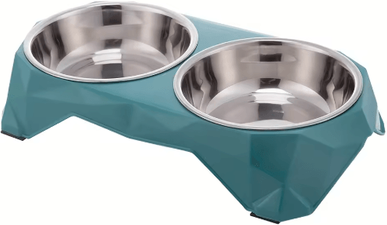 Inspire Picks Stainless Steel Double Pet Bowl Large Capacity Non Slip Food & Water Feeder green