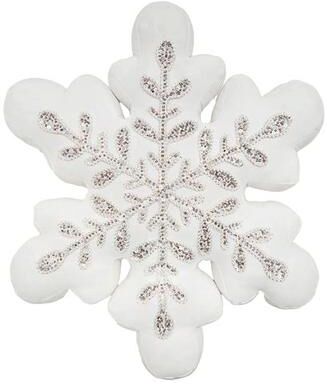 C & F Enterprises Inc Sparkle Snowflake Decorative Pillow White , White
