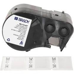 Brady, Etikettenrolle, M5-115-427, selbstlaminierendes Vinyl, Schwarz auf weiss/Transparent, 38.10 x 12.70(31.75) mm (70 mm)