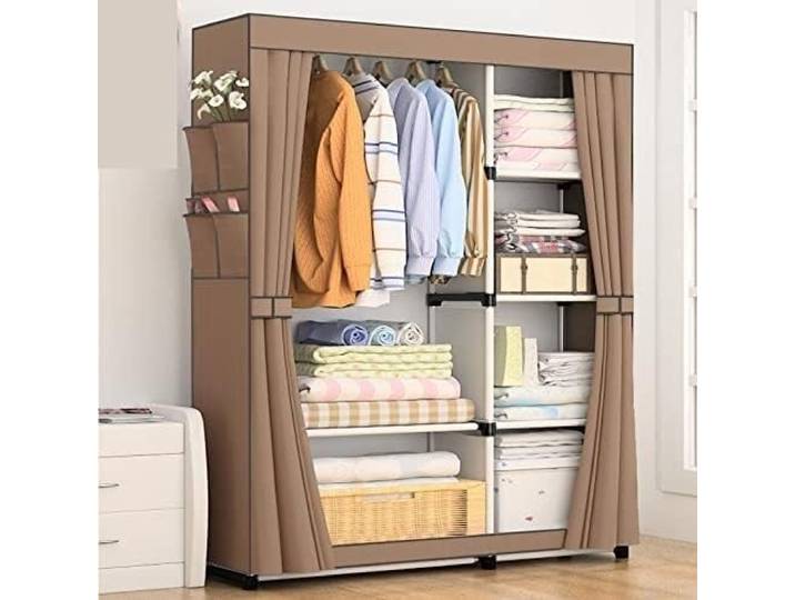 LoiYtrd Tragbarer Kleiderschrank mit Regal aus Vliesstoff und Stahl(B)