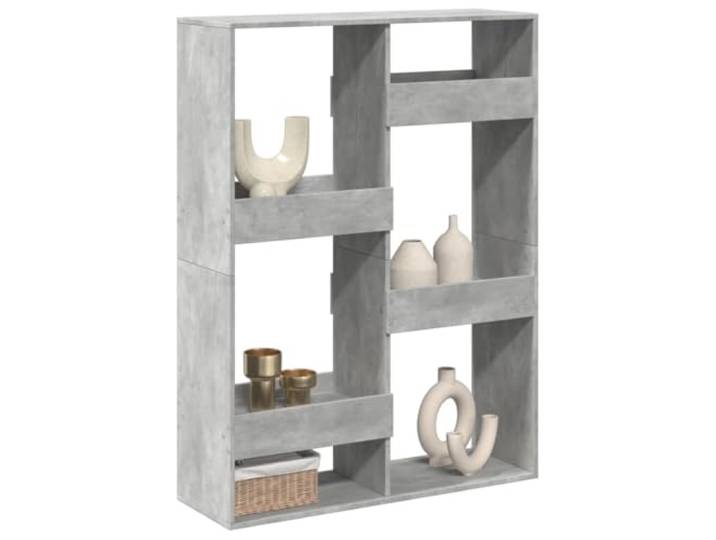 HKPWRBFG Raumteiler Betongrau 6 Fächer Regal Raumtrenner 100x33x135 cm Stabile Holzwerkstoff-Konstruktion, Vielseitiger Stauraum