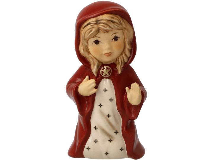 Krippenfigur GOEBEL Maria, Weihnachtsdeko , rot (bunt), B:5cm H:8,5cm T:4cm, Steingut, Dekofiguren, Krippenfigur, historisches Motiv, zeitgemäß gestaltet
