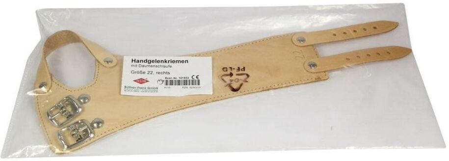 Handgelenkriemen 22 Leder rechts 2 Schn. gefaltet, gefärbt, gefa 1stk