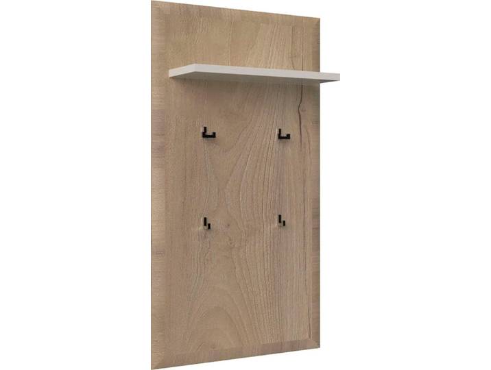 Garderobenpaneel GOODPRODUCT Gala , beige (pacific walnuss decor, beige hg), B:70cm H:128cm T:22cm, Holzwerkstoff, MDF, Garderobenpaneele, Garderobenpaneel, Hochglanz, mit Ablageboden und 4 Metallhaken
