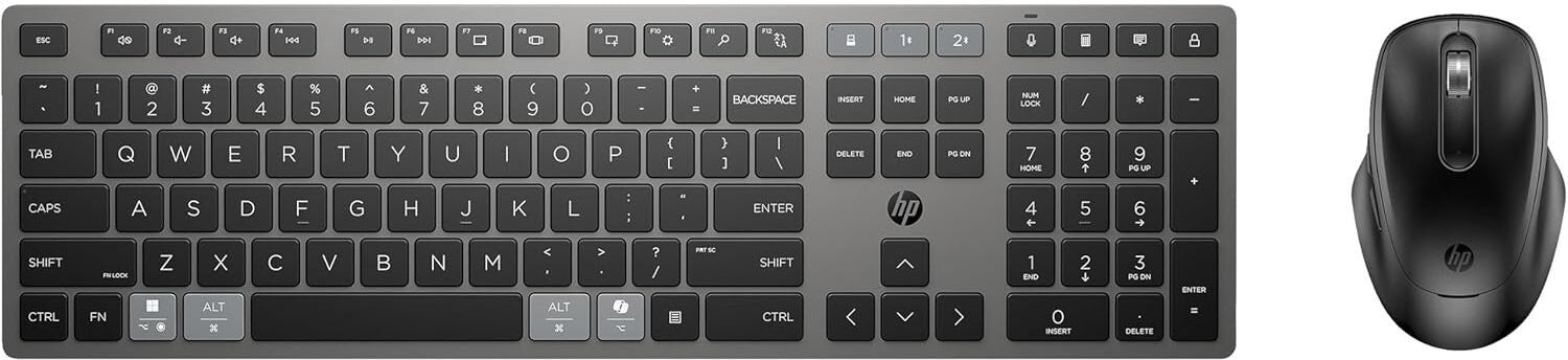 HP 720 Multi-Device Rechargeable Wireless Keyboard & Mouse Combo – Black, New