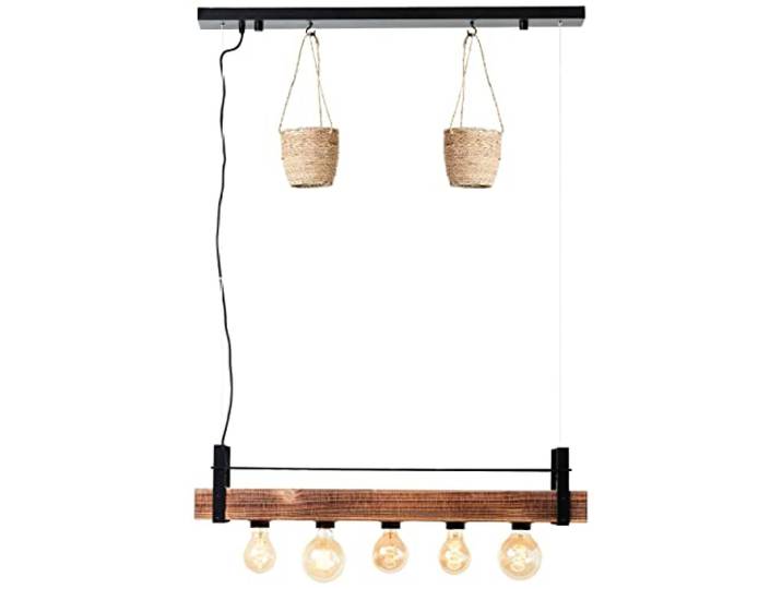Brilliant Lampe, Bankwood Pendelleuchte 5flg schwarz/holzfarbend, 5x A60, E27, 28W, Holz aus nachhaltiger Waldwirtschaft (FSC)