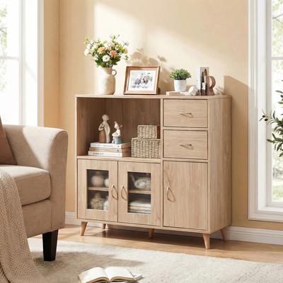 Lirago 36 Inch Sideboard Buffet Cabinet with Open Compartment