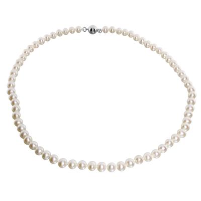 Perlenkette OSTSEE-SCHMUCK "- Ingrid 6 - Silber 925/000 - Zuchtperle" Gr. 42, weiß, Halsketten, Damen, 42, Silber 925 (Sterlingsilber), Perlenkette