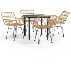 Helloshop26 - 5-teiliges Essset für den Außenbereich Gartenmöbel Rattan-Kunstharz 02_0014321