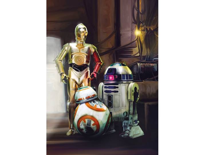 Fototapete KOMAR STAR WARS Three Droids - Grösse 184 x 254 cm , bunt, B:184m L:254m, Papier, Tapeten, Fototapete, Kinderzimmer