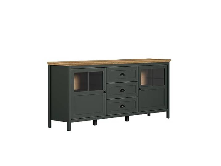 trendteam smart living - Buffet Armoire de Salon - Stanton - Dimensions de Construction (LxHxP) 185 x 86 x 45 cm - Couleur Vert pin avec chêne Evoke - 220987004