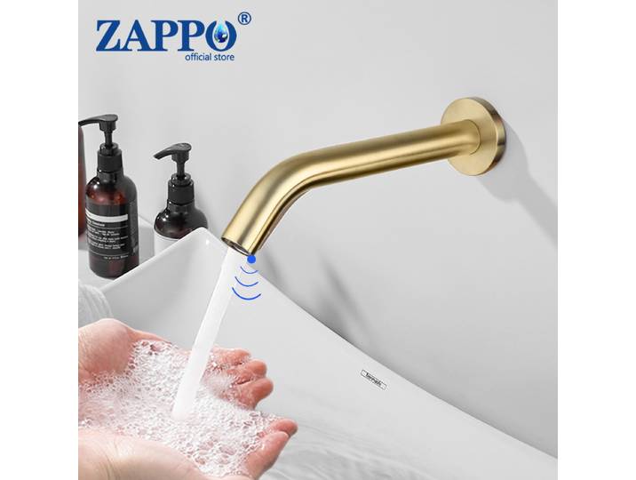 ZAPPO robinet d'évier de salle de bains sans contact, eau froide et chaude, capteur de mouvement automatique, mitigeur de lavabo avec mitigeur mural