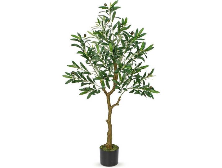 Kunstbaum Olivenbaum 120 cm, Olivgrün, Kunststoff, 17 cm, Dekoration, Blumen & Blumentöpfe, Kunstpflanzen