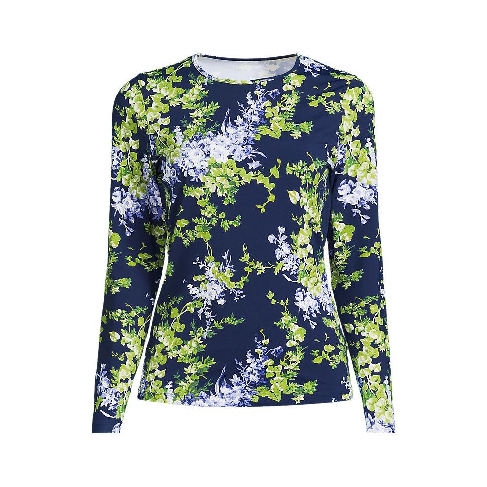 Schnelltrocknendes UPF 50 Sonnenschutz-Badeshirt für Damen in Plus-Größe, Damen, size: plus, Blau, Nylon-Mischung, by Lands' End