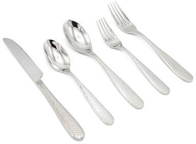 Elyon Tableware Elyon Carroll Hammered Reflective 20-Piece Flatware Set Stainless Steel