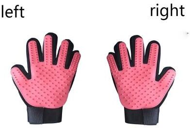 Uplifted Goods Pet Grooming Glove For Easy Hair Removal And Massage pink pair