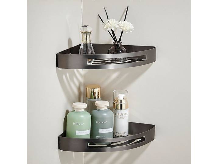 Étagère triangulaire multifonctionnelle en acier inoxydable 304, gris bronze à canon moderne, installation perforée, accessoires HOHOAccessrespiration