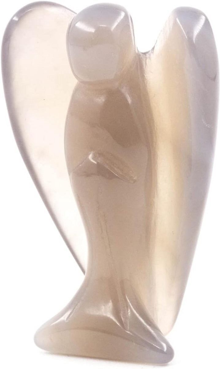 Grijze Agaat Kristallen Engel - Beschermengel Sculptuur van Helende Kristallen voor op tafel