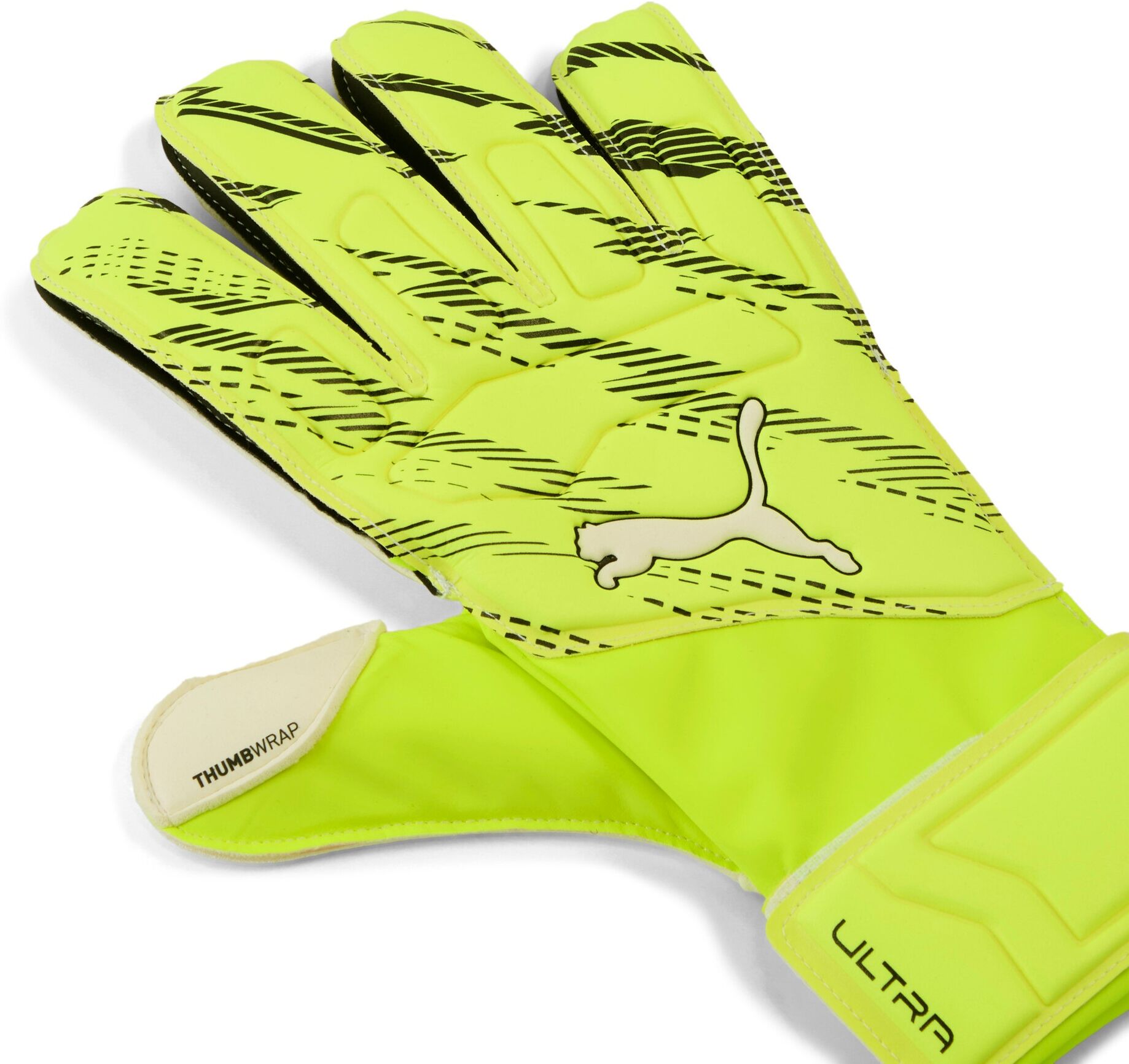 Torwarthandschuhe PUMA "ULTRA MATCH RC", Gr. 10, gelb (gelb alert, puma schwarz), Obermaterial: 100% Polyester, gemustert, Handschuhe Torwarthandschuhe, für Erwachsene, mit Multi-Grip-Latexhandflächen, mit Daumenwickel gelb alert, puma schwarz 10