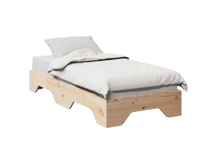 YNGBHFNOP Massives Kiefernholz Stapelbares Lattenrost Braun 75x190 cm Massivholzbett ohne Matratze Stapelbar 75x190 cm Kiefernholz mit Lattenrost Platzsparend für Gäste und kleine Räume