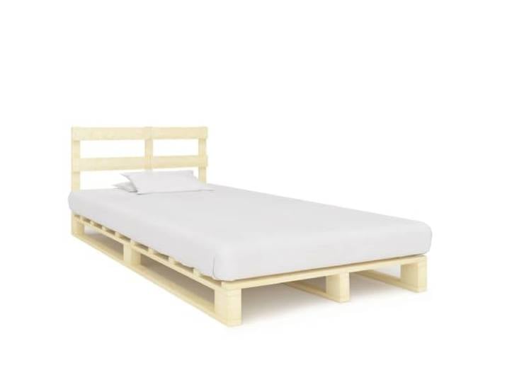 YNGBHFNOP Massives Kiefernholz Palettenbett klassisch Braun 120 x 200 cm Palettenbett Massivholz Kiefer 120x200 cm Bettgestell mit Kopfteil Lattenrost Naturholz Schlafzimmer Möbel Stabil