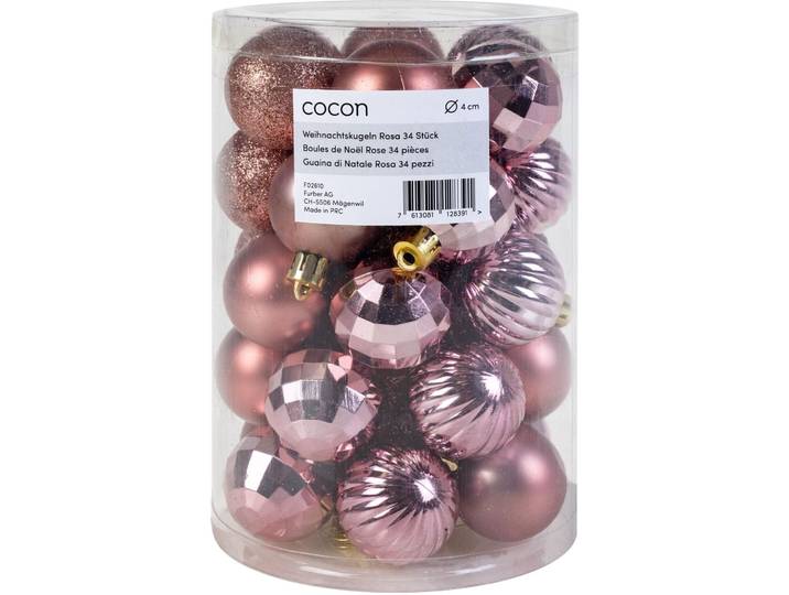 Weihnachtskugel COCON 34 Stk. Rosa 4cm - Weihnachtskugeln 34er- Set