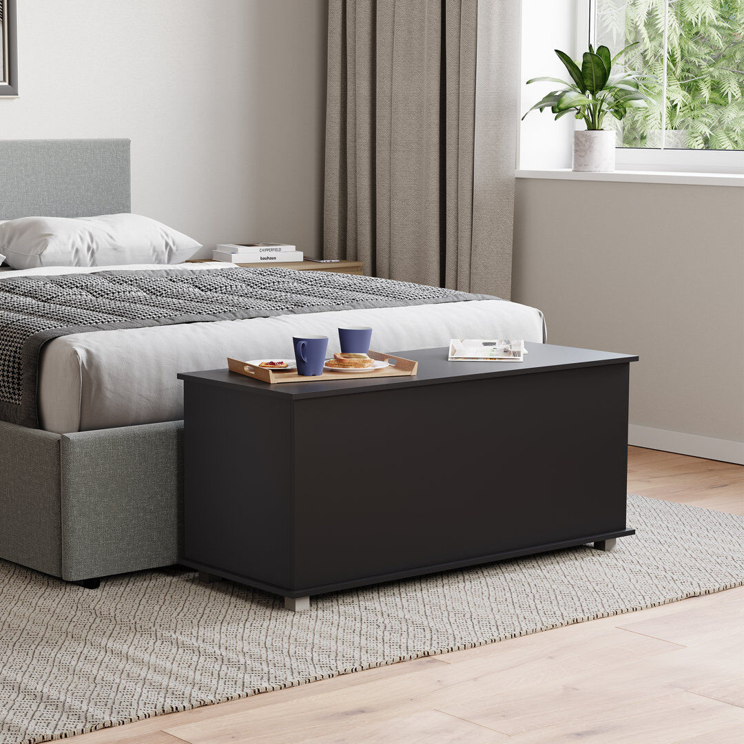 August Grove Beacsfield Storage Bench Black 46cm H X 100cm W X 40cm D