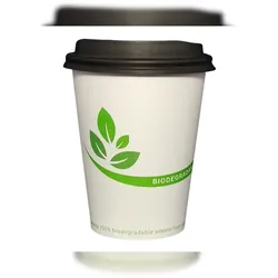PackBio SPARSET Bio Kaffeebecher 300 ml/12oz mit schwarzem Bio Deckel (1.000 Stück)