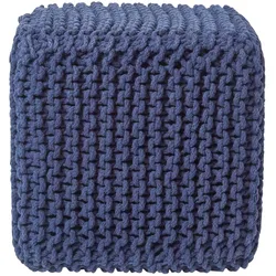 STRICK-POUF dunkelblau, Sitzwürfel 35/35/35 cm