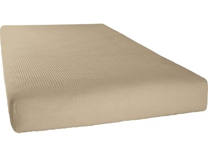 Erwin Müller Spannbettlaken Edel-Seersucker, Spannbetttuch Serie Wertingen - für die warme Jahreszeit, temperaturausgleichend, Luftzirkulation, mit Rundumgummi - Taupe Größe 100x200 cm