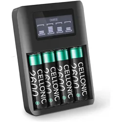 Cellonic UNI Ladegerät für Standardbatterien für Beurer BM27+, BM38, BM54, BM53 (AA, AAA), Akku Ladegerät