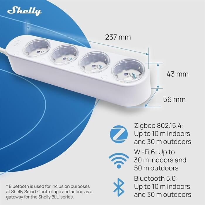 SHELLY Multipresa Smart Power Strip 4 Gen4-bianco