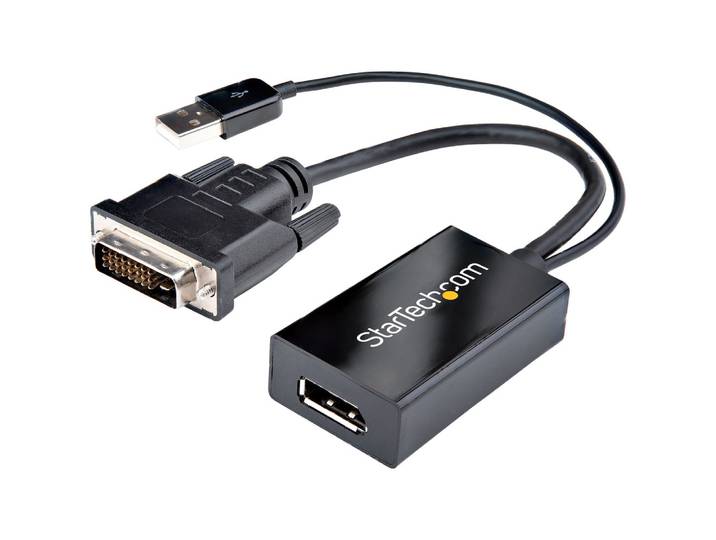 StarTech.com Adaptateur DVI vers DisplayPort avec alimentation USB - 1920 x 1200, 0,254 m, DVI-D, DisplayPort, Mâle, Femelle, Droit DVI2DP2