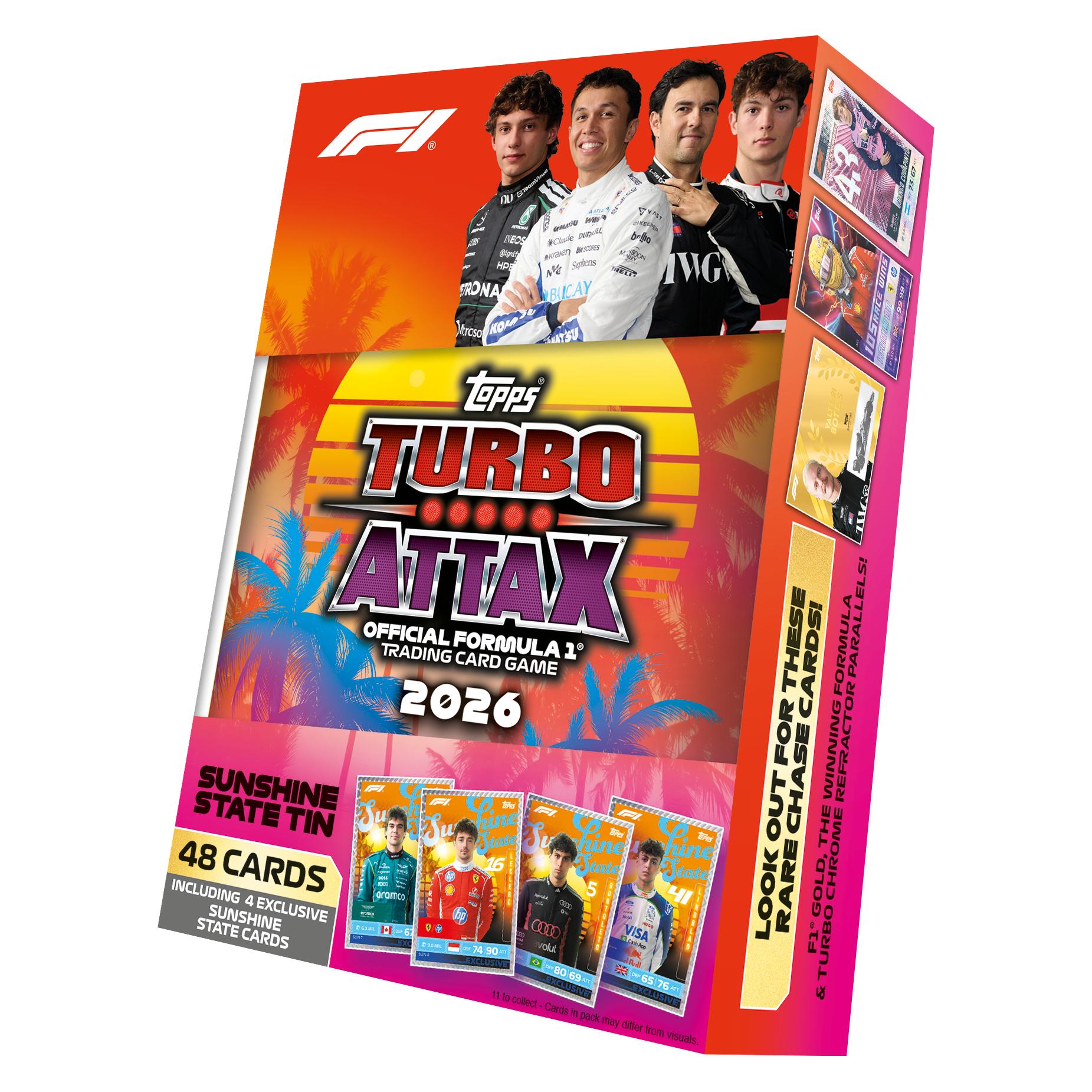 Topps Formula 1 Turbo Attax Mega Tin - 1 random (Englisch, Box Set & Collection, Tin) (F1TA26-05)