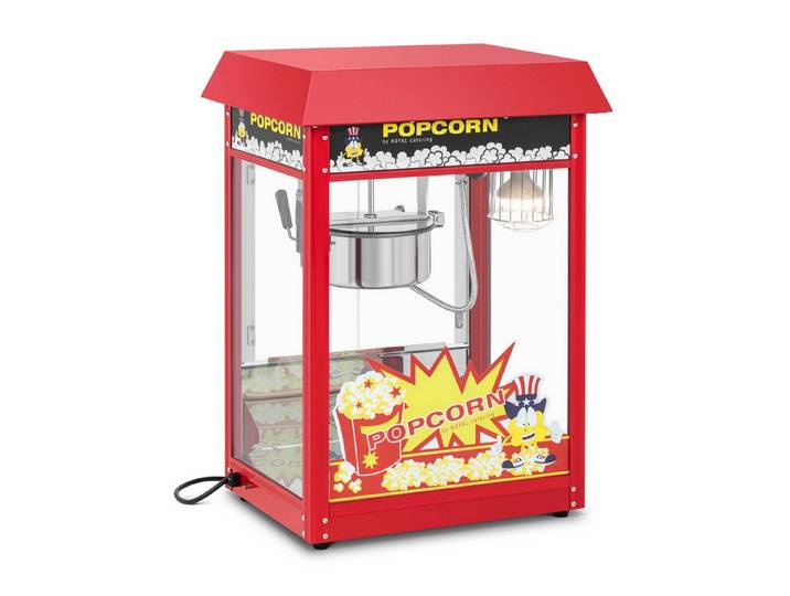 Royal Catering Popcornmaschine Popcornmaschine 1500 W 5 kg/h rot beleuchteter Innenraum